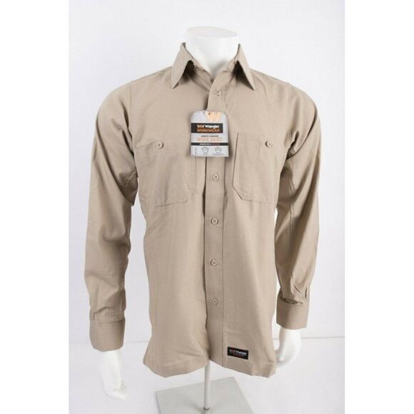 Wrangler Workwear Mens Canvas Shirt S Tan Khaki - Picture 1 of 6